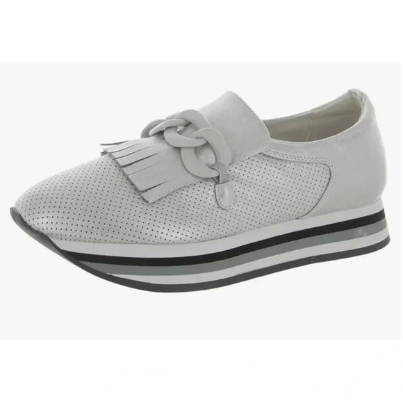 Coconuts by Matisse Women's Bess Silver Metallic Chain Perforated Loafers, 7 - Picture 3 of 12